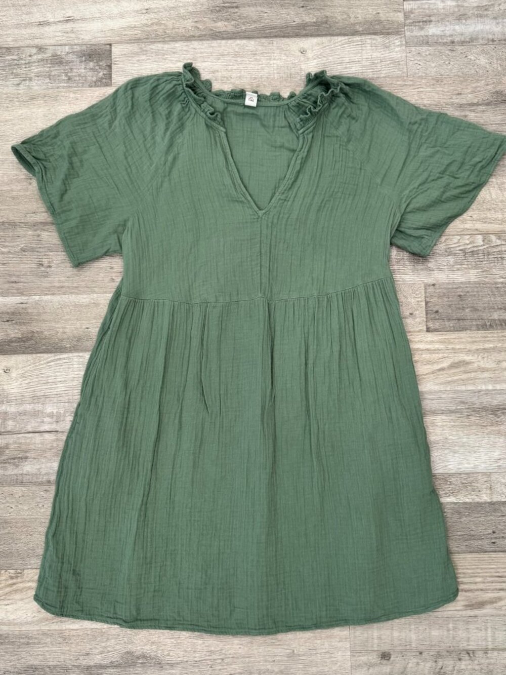 Old Navy Green Gauze Short Sleeve Dress Size Large A3